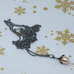 Long necklace Ag 925/1000 with freshwater pearl 6,29g 90cm